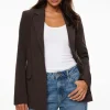 Blazers & Vests-Dynamite Adeline Single Breasted Blazer Brown