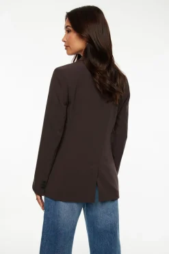 Blazers & Vests-Dynamite Adeline Single Breasted Blazer Brown