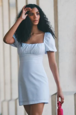Dresses & Jumpsuits | Mini Dresses-Dynamite Adora Backless Flare Mini Dress White