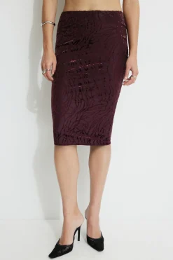 Skirts & Skorts | Matching Sets-Dynamite Alana Burnout Midi Skirt Burgundy