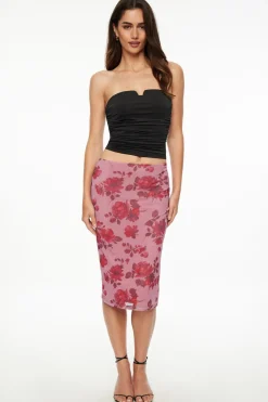 Skirts & Skorts | Skirts-Dynamite Alana Mesh Midi Skirt Pink