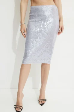Skirts & Skorts | Bestsellers-Dynamite Alana Sequin Midi Skirt White