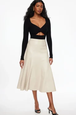 Skirts & Skorts | Skirts-Dynamite A-Line Faux Leather Midi Skirt Gray