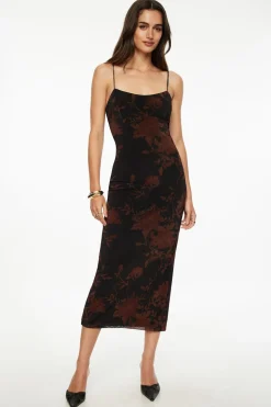 Dresses & Jumpsuits | Midi & Maxi Dresses-Dynamite Amira Mesh Maxi Dress Coral
