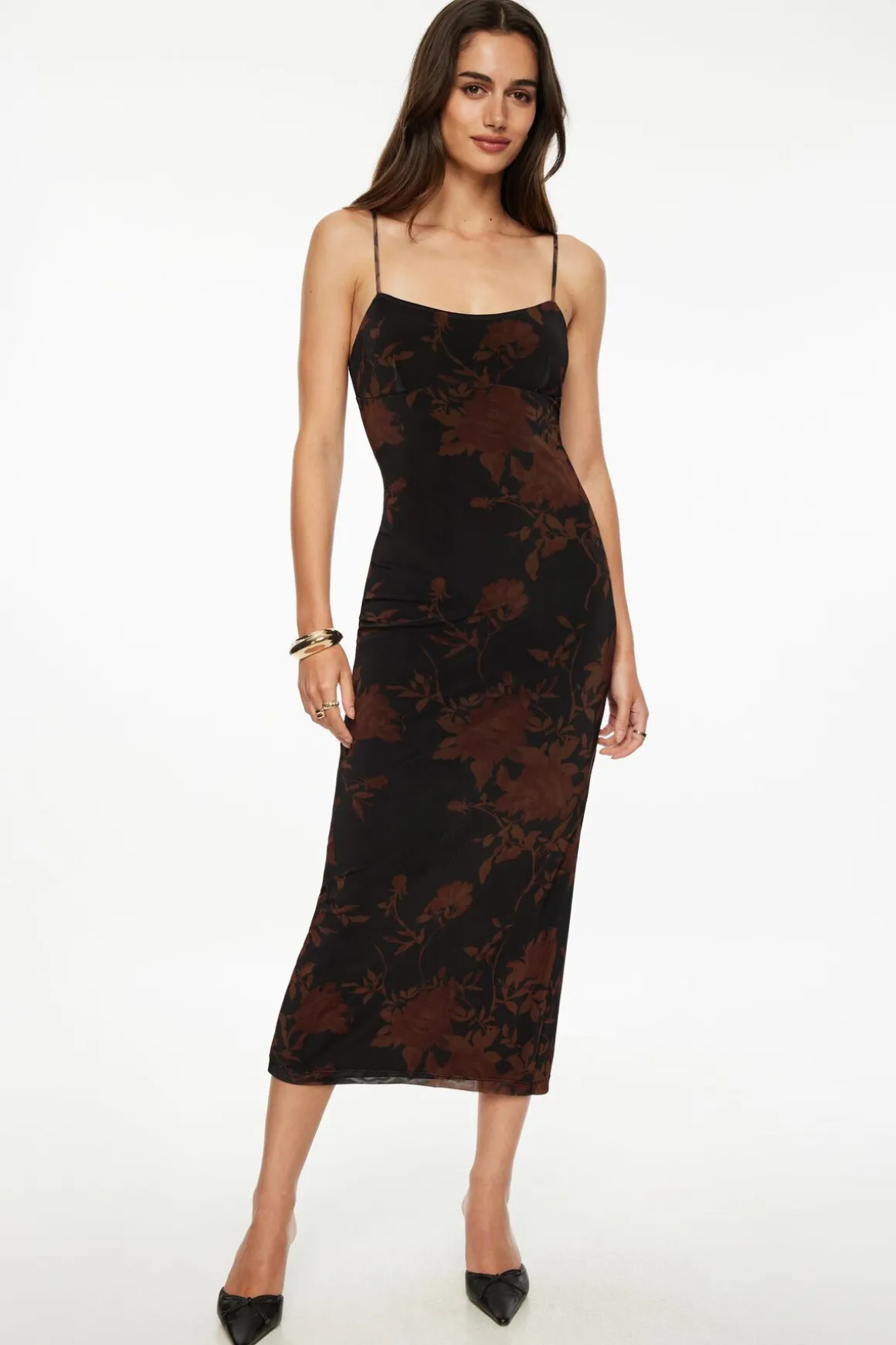 Dresses & Jumpsuits | Midi & Maxi Dresses-Dynamite Amira Mesh Maxi Dress Coral