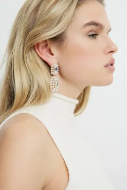 Earrings-Dynamite Antique Pearl Drop Earrings White