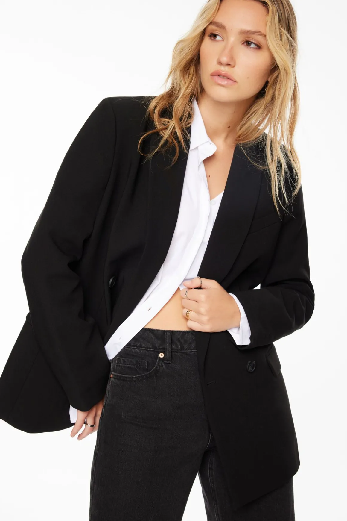 Blazers & Vests-Dynamite Anya Double Breasted Blazer Black