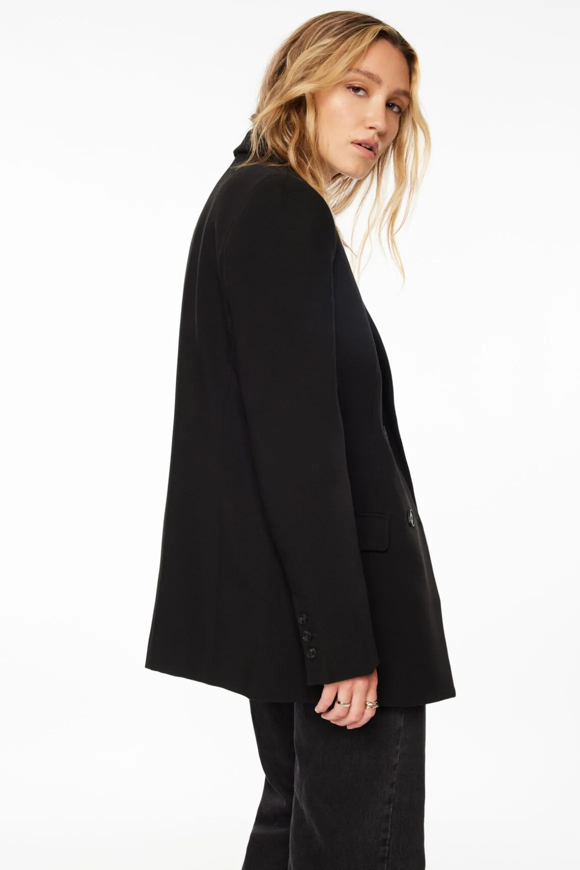 Blazers & Vests-Dynamite Anya Double Breasted Blazer Black