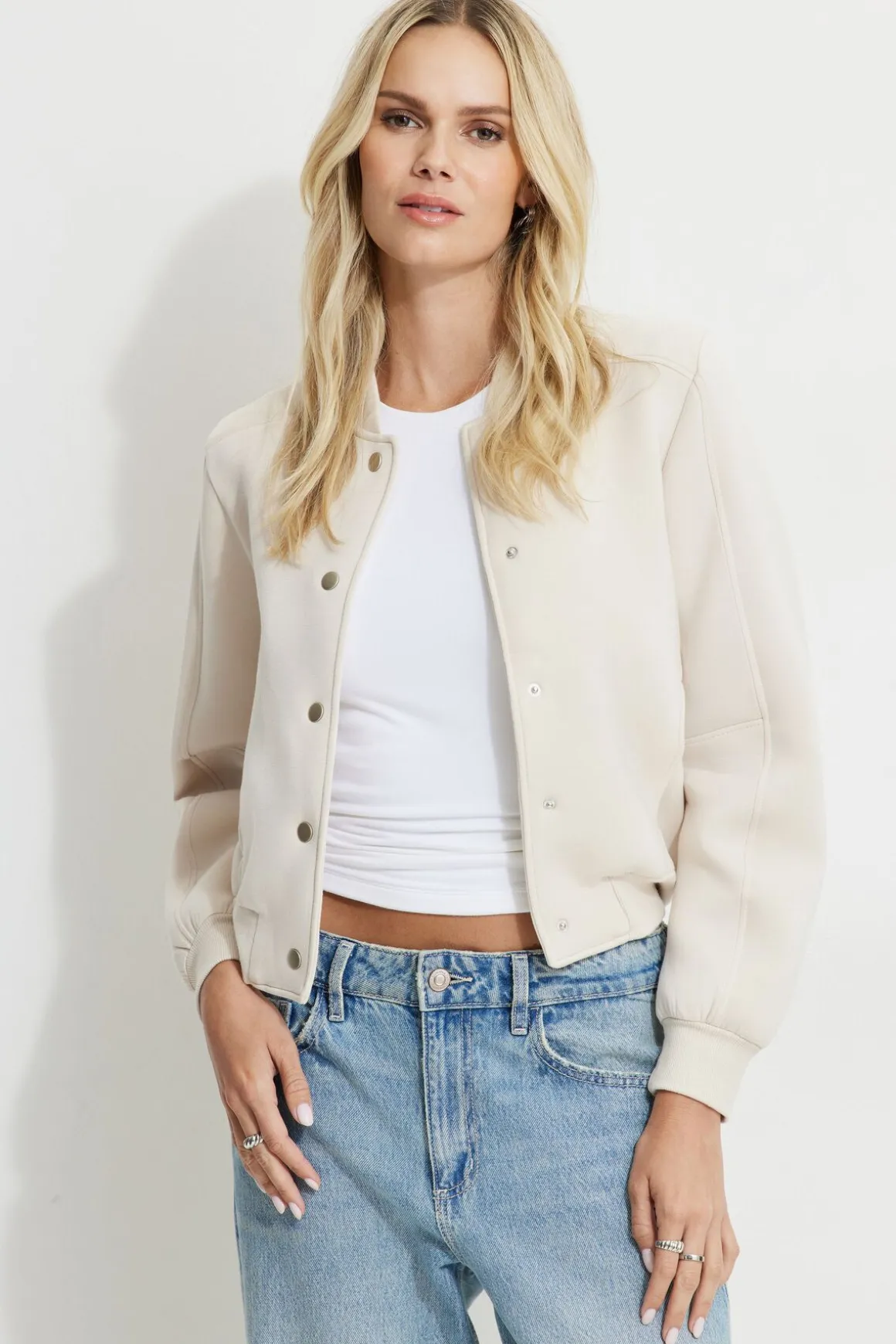 Sweaters & Cardigans | Coats & Jackets-Dynamite Anywear Scuba Bomber Jacket Brown