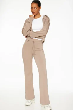 Pants-Dynamite Anywear Scuba Flared Jogger Pants Grey