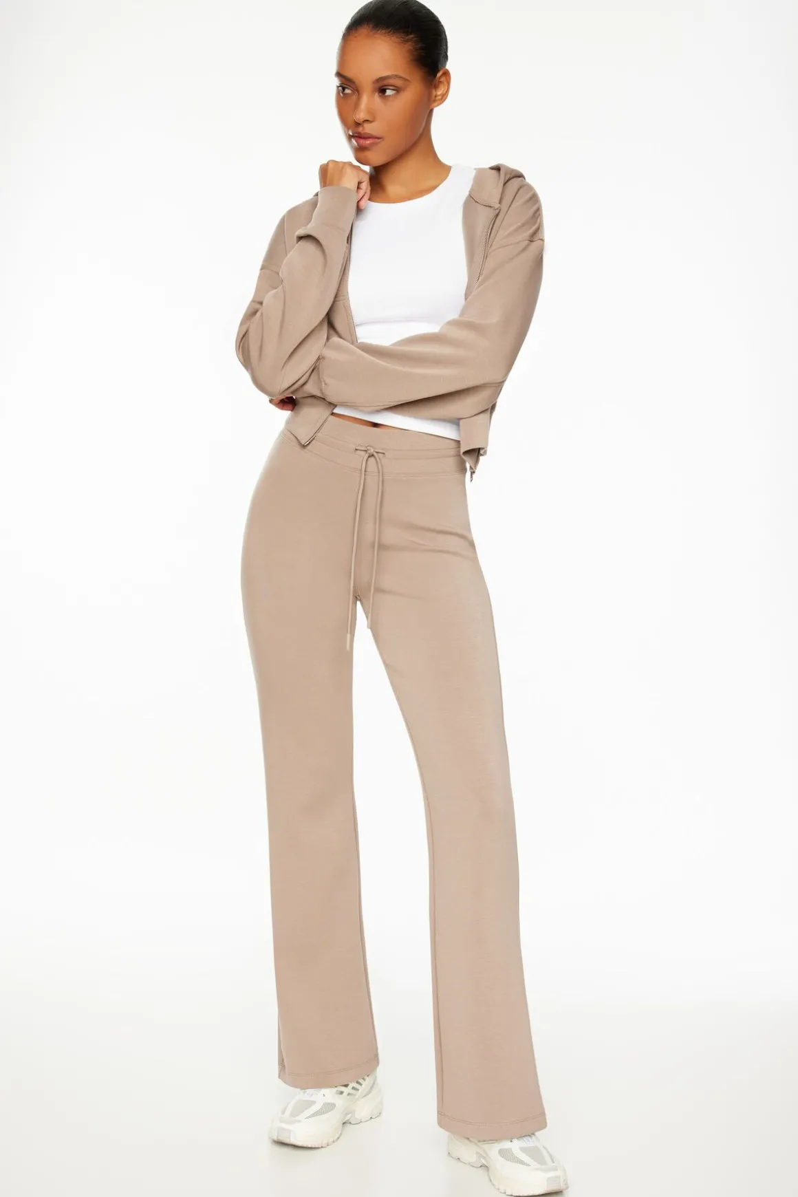 Pants-Dynamite Anywear Scuba Flared Jogger Pants Grey