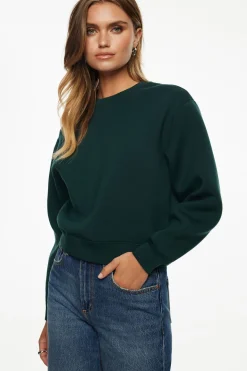 Sweaters & Cardigans | Online Exclusives-Dynamite Anywear Scuba Sweatshirt Green