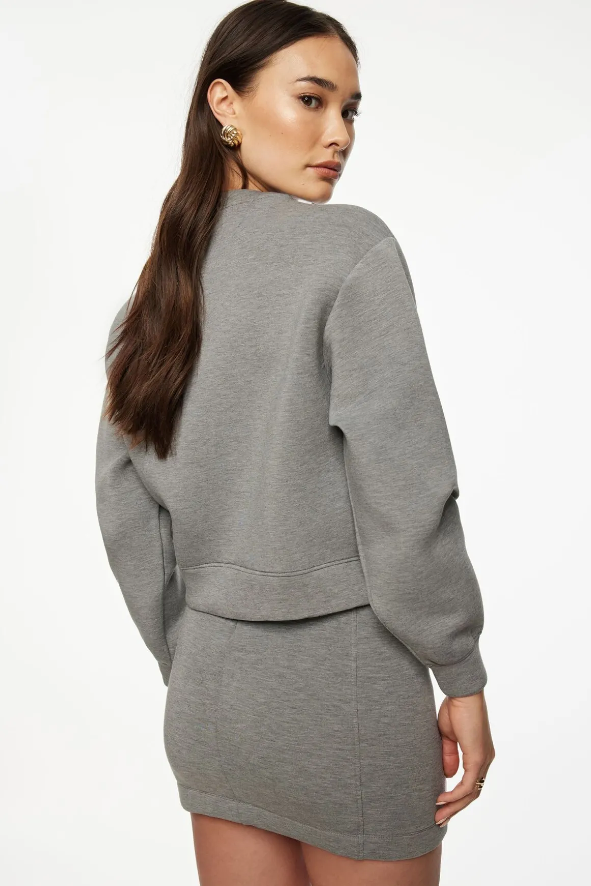 Sweaters & Cardigans | Long Sleeve Tops-Dynamite Anywear Scuba Sweatshirt Gray