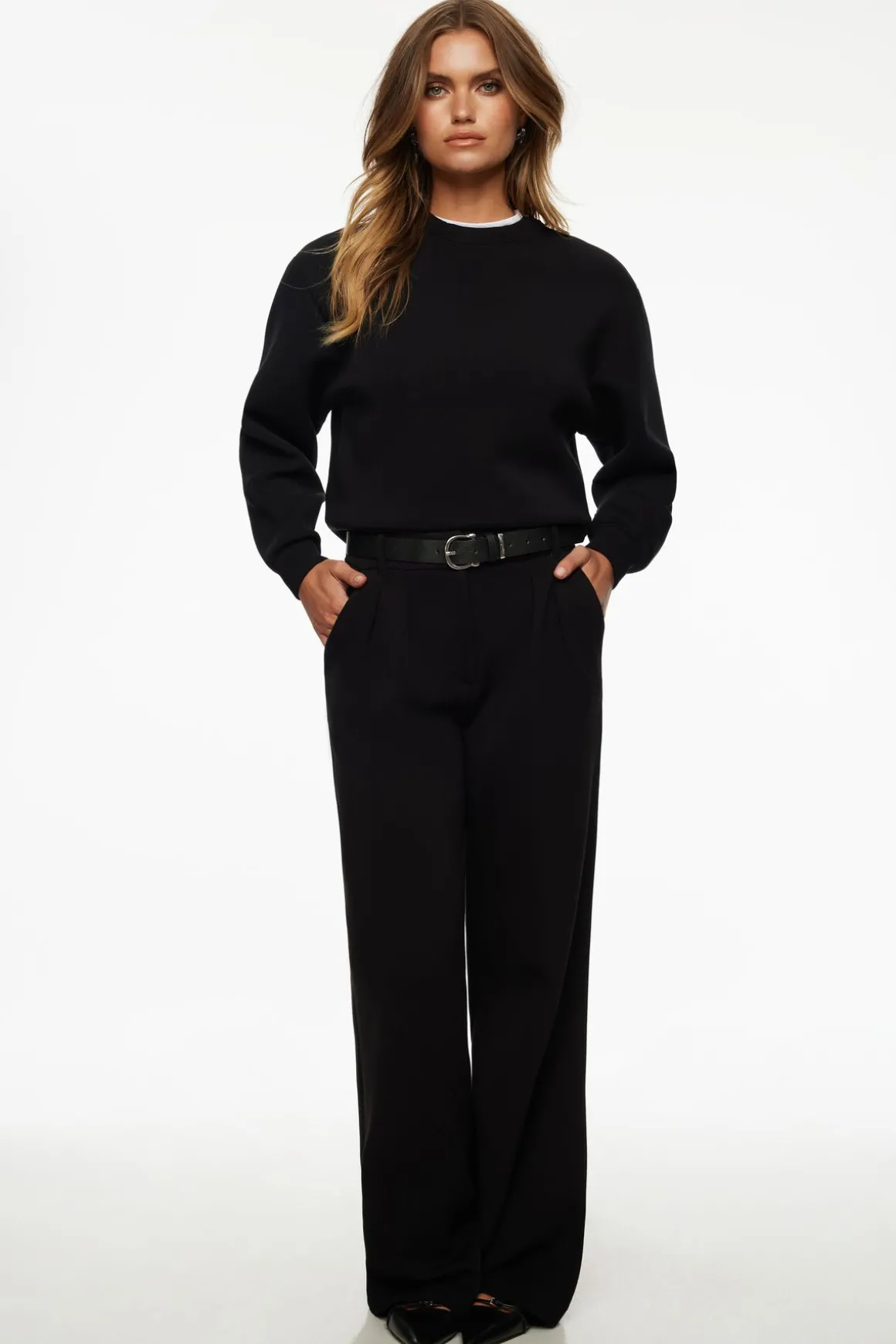Sweaters & Cardigans | Long Sleeve Tops-Dynamite Anywear Scuba Sweatshirt Black