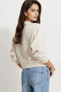 Long Sleeve Tops-Dynamite Anywear Scuba Sweatshirt Brown