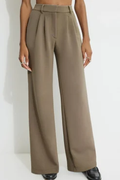 Pants | Bestsellers-Dynamite Anywear Scuba Trouser Pants Brown