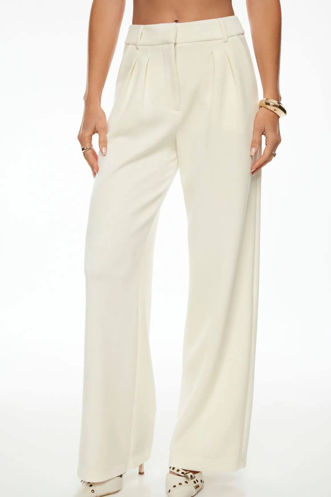 Pants | Wide Leg Pants-Dynamite Anywear Scuba Trouser Pants White