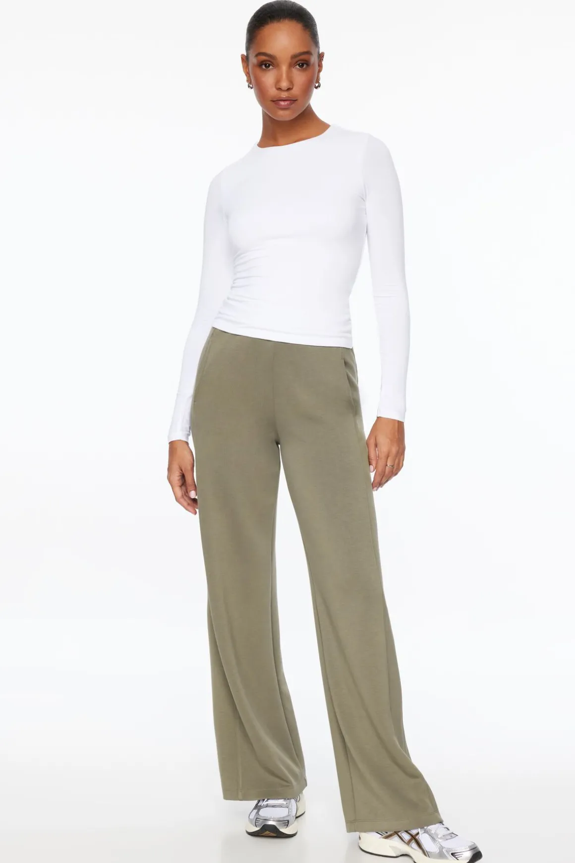 Pants | Wide Leg Pants-Dynamite Anywear Scuba Wide Leg Pants Gray