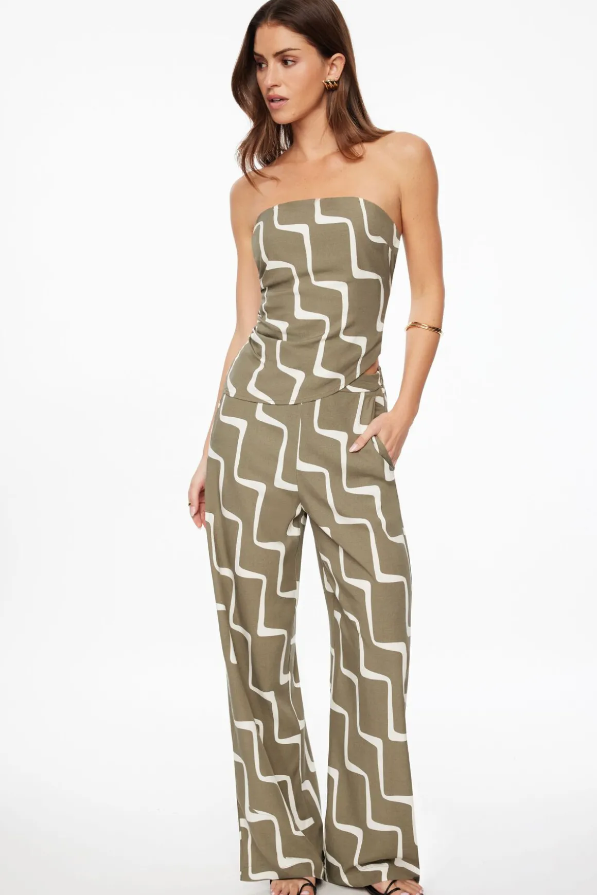 Blouses & Tops | Blouses & Tops-Dynamite Asymmetric Linen Tube Top Green