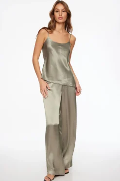 Blouses & Tops | Blouses & Tops-Dynamite Asymmetric Satin Cami Gray
