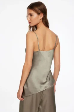 Blouses & Tops | Blouses & Tops-Dynamite Asymmetric Satin Cami Gray