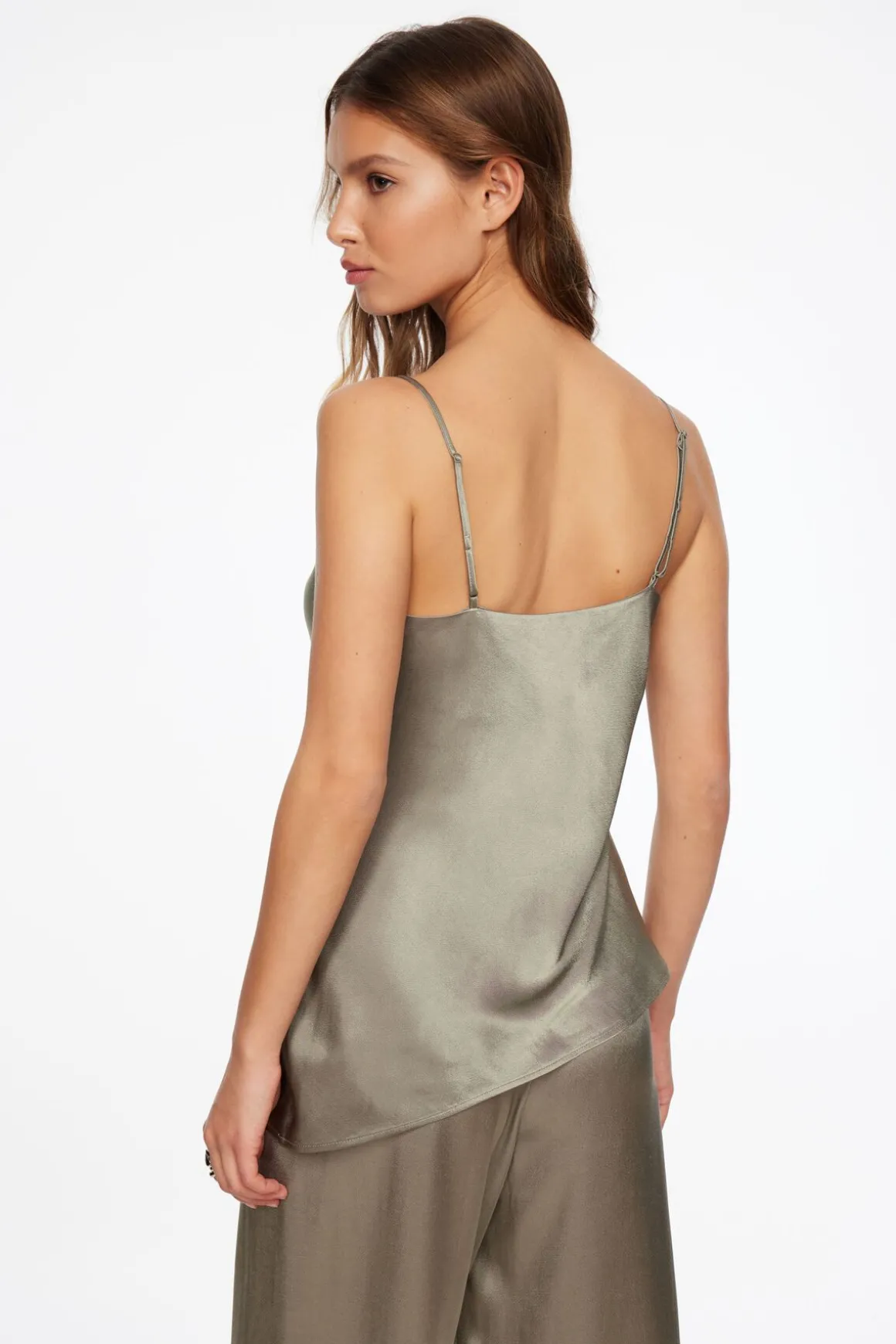 Blouses & Tops | Blouses & Tops-Dynamite Asymmetric Satin Cami Gray