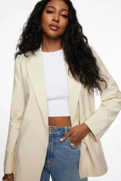 Blazers & Vests-Dynamite Athena Relaxed Open Blazer Brown