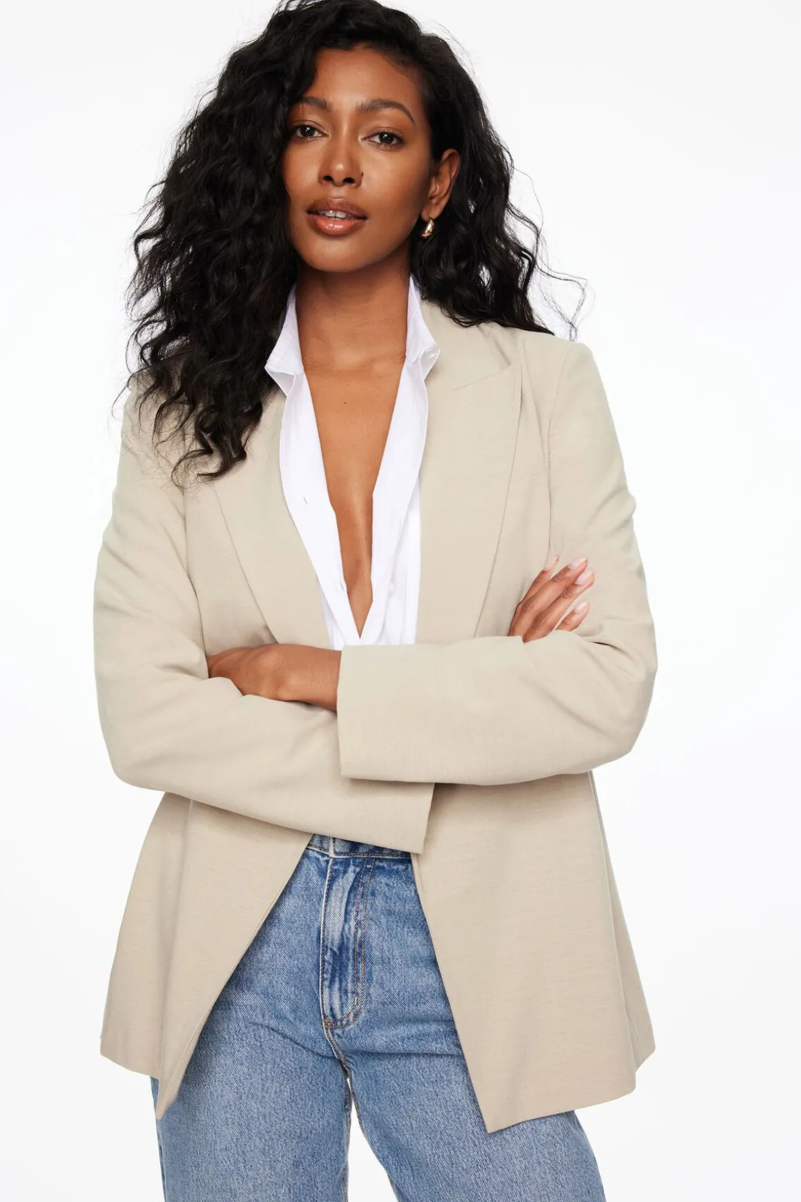Blazers & Vests-Dynamite Athena Relaxed Open Blazer Brown