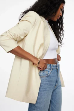 Blazers & Vests-Dynamite Athena Relaxed Open Blazer Brown
