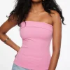 Tees & Tanks | Tees & Tanks-Dynamite Aubree Crepe Tube Top Pink