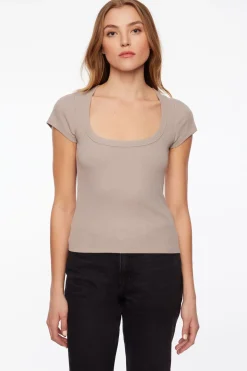 Tees & Tanks | Tees & Tanks-Dynamite Aurelia Scoop Neck Tee Grey