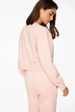 Long Sleeve Tops-Dynamite Ballet Crew Neck Sweatshirt Pink