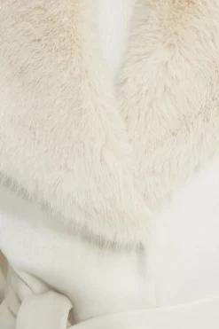 Coats & Jackets | Classic Coats-Dynamite Belted Faux Fur Collar Coat White