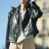 Coats & Jackets | Classic Coats-Dynamite Belted Faux Leather Biker Jacket Black