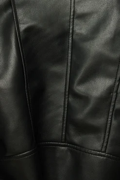 Coats & Jackets | Classic Coats-Dynamite Belted Faux Leather Biker Jacket Black