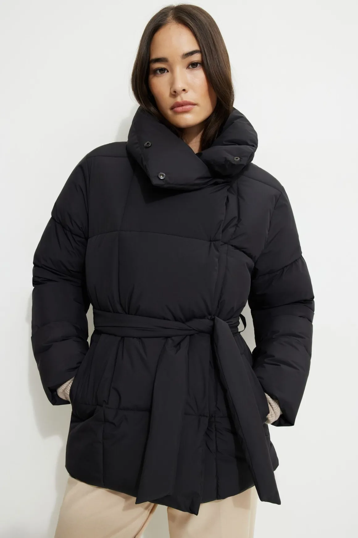 Coats & Jackets | Classic Coats-Dynamite Belted Midi Puffer Jacket Black