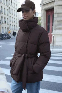 Coats & Jackets | Classic Coats-Dynamite Belted Midi Puffer Jacket Brown