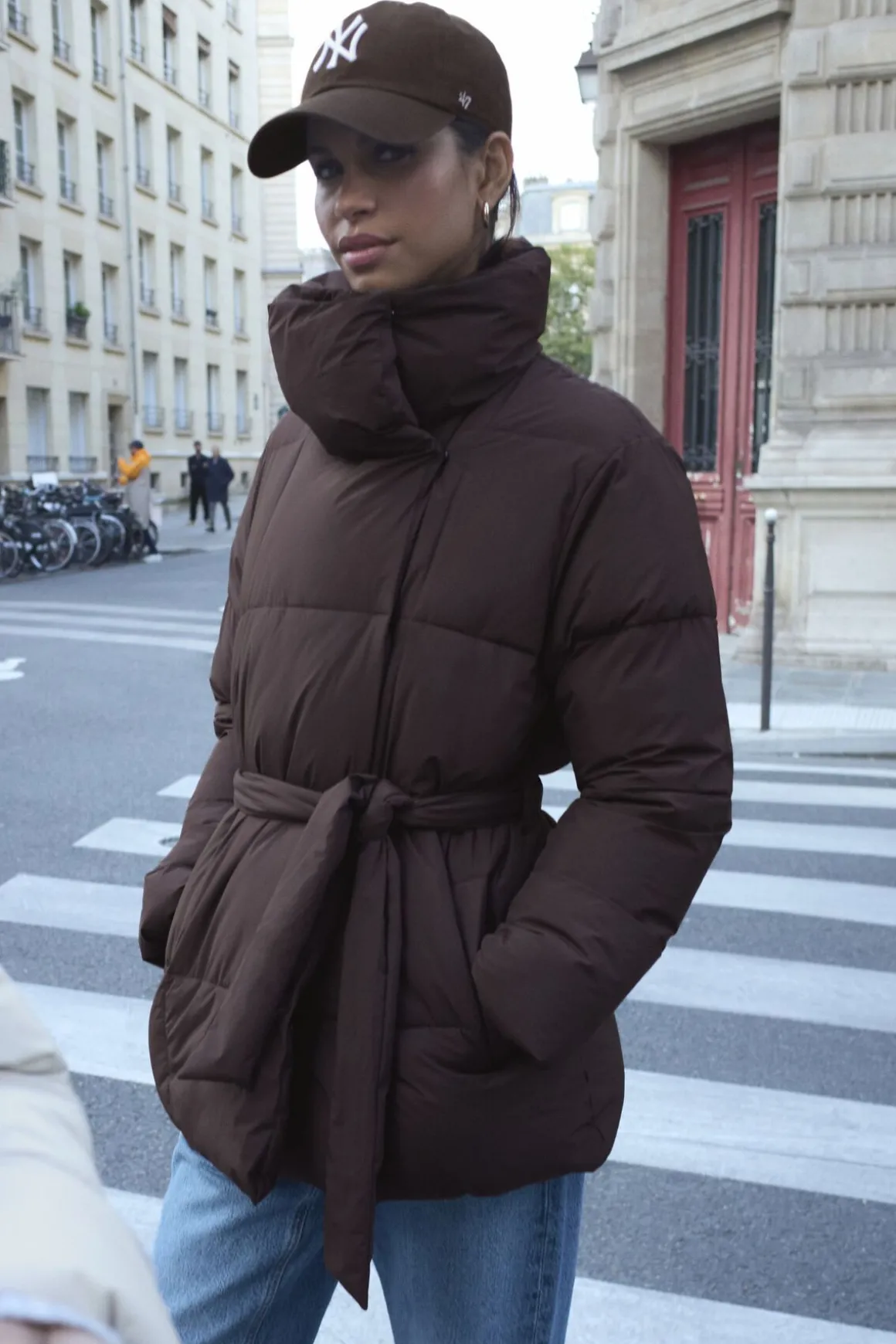 Coats & Jackets | Classic Coats-Dynamite Belted Midi Puffer Jacket Brown