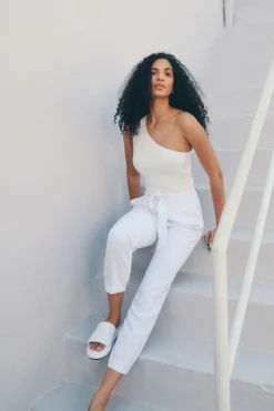 Pants | Slim Leg Pants-Dynamite Belted Paperbag Pants White