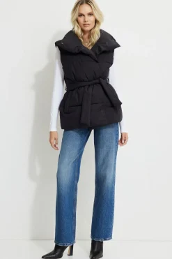 Coats & Jackets | Classic Coats-Dynamite Belted Puffer Vest Black