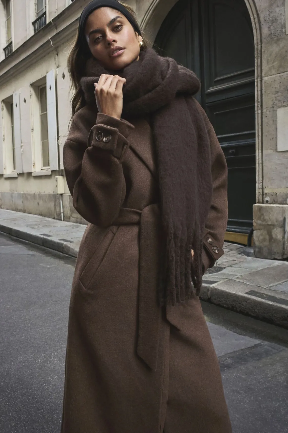Bestsellers-Dynamite Belted Wool Coat Brown