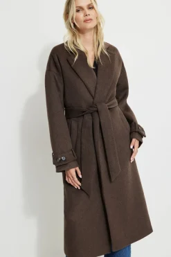Bestsellers-Dynamite Belted Wool Coat Brown