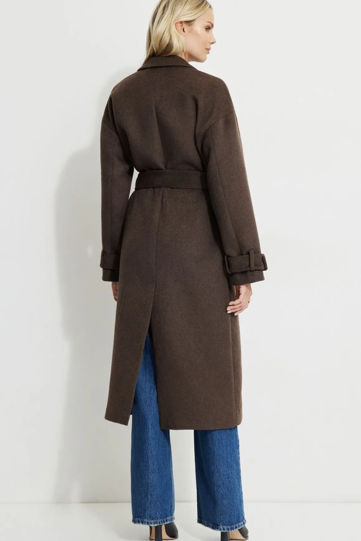 Bestsellers-Dynamite Belted Wool Coat Brown