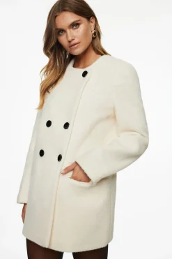 Coats & Jackets | Classic Coats-Dynamite Bouclé Double Breasted Coat White
