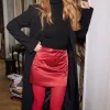 Skirts & Skorts | Bestsellers-Dynamite Bow Satin Mini Skirt Red