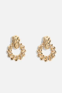 Earrings-Dynamite Braided Door Knocker Earrings Yellow