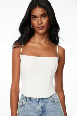 Tees & Tanks | Tees & Tanks-Dynamite Bustier Top With Boning White