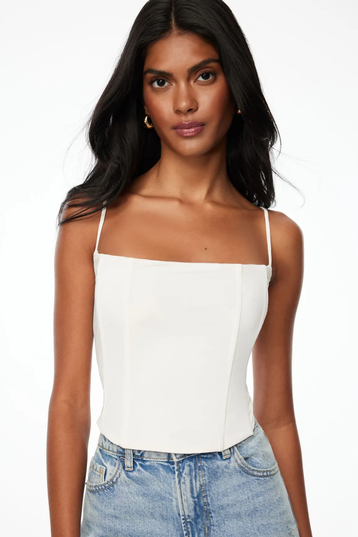Tees & Tanks | Tees & Tanks-Dynamite Bustier Top With Boning White