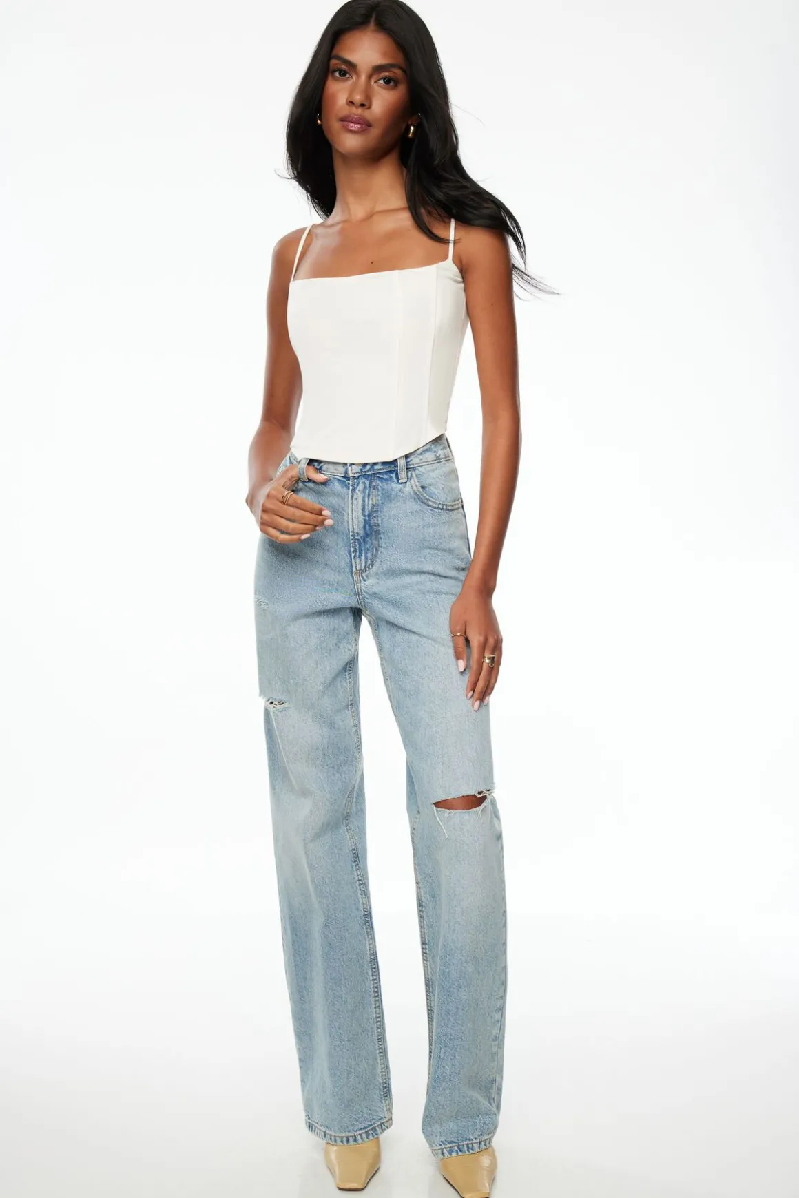 Tees & Tanks | Tees & Tanks-Dynamite Bustier Top With Boning White