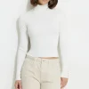 Sweaters & Cardigans | Long Sleeve Tops-Dynamite Button Cuff Turtleneck Sweater White
